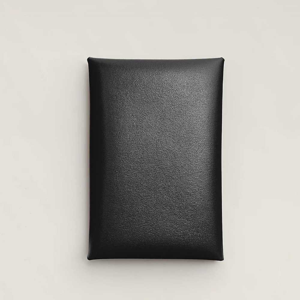 Hermes Black/Noir Calvi cardholder wallet